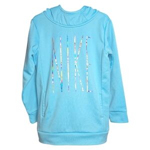 Nike Girls' Hooded Pullover with Iridescent Logo - Size M